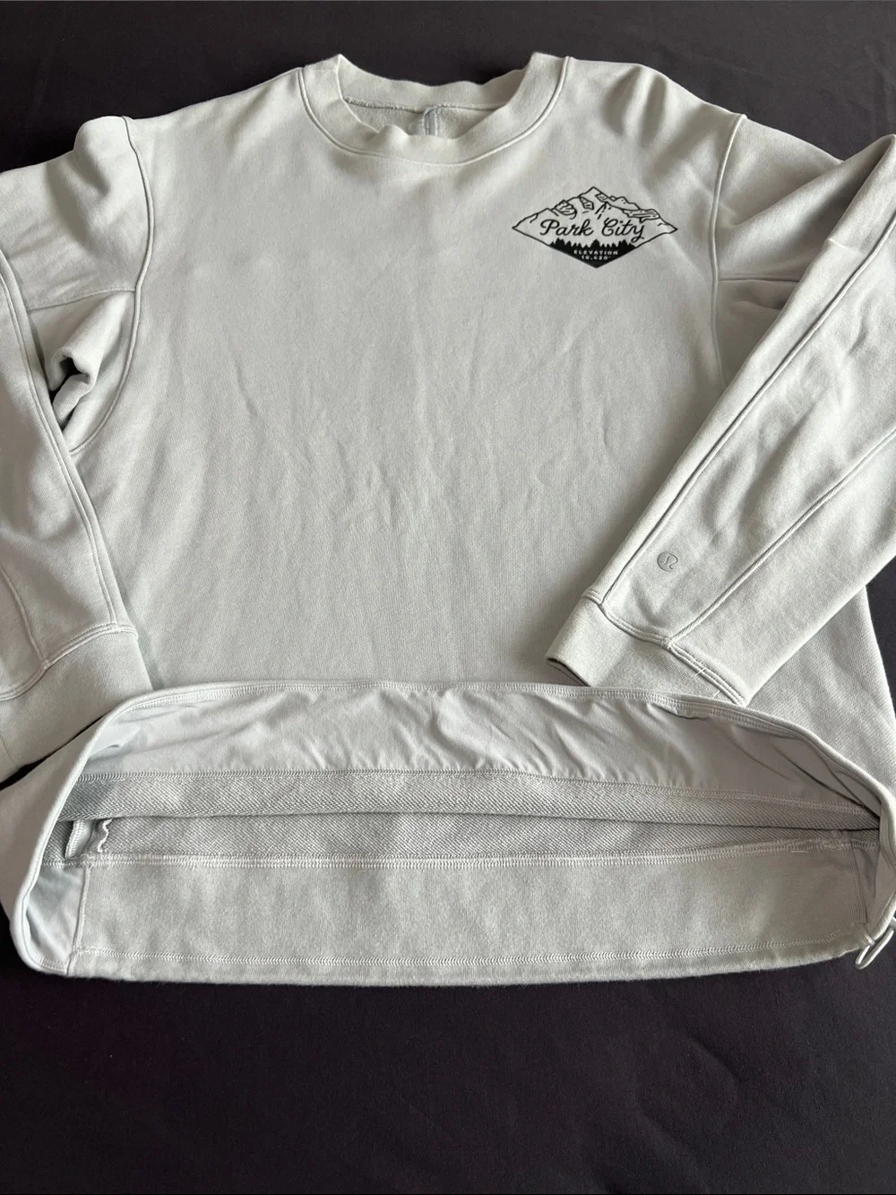 lululemon athletica Light Gray Crewneck Sweatshirt with Chest Logo